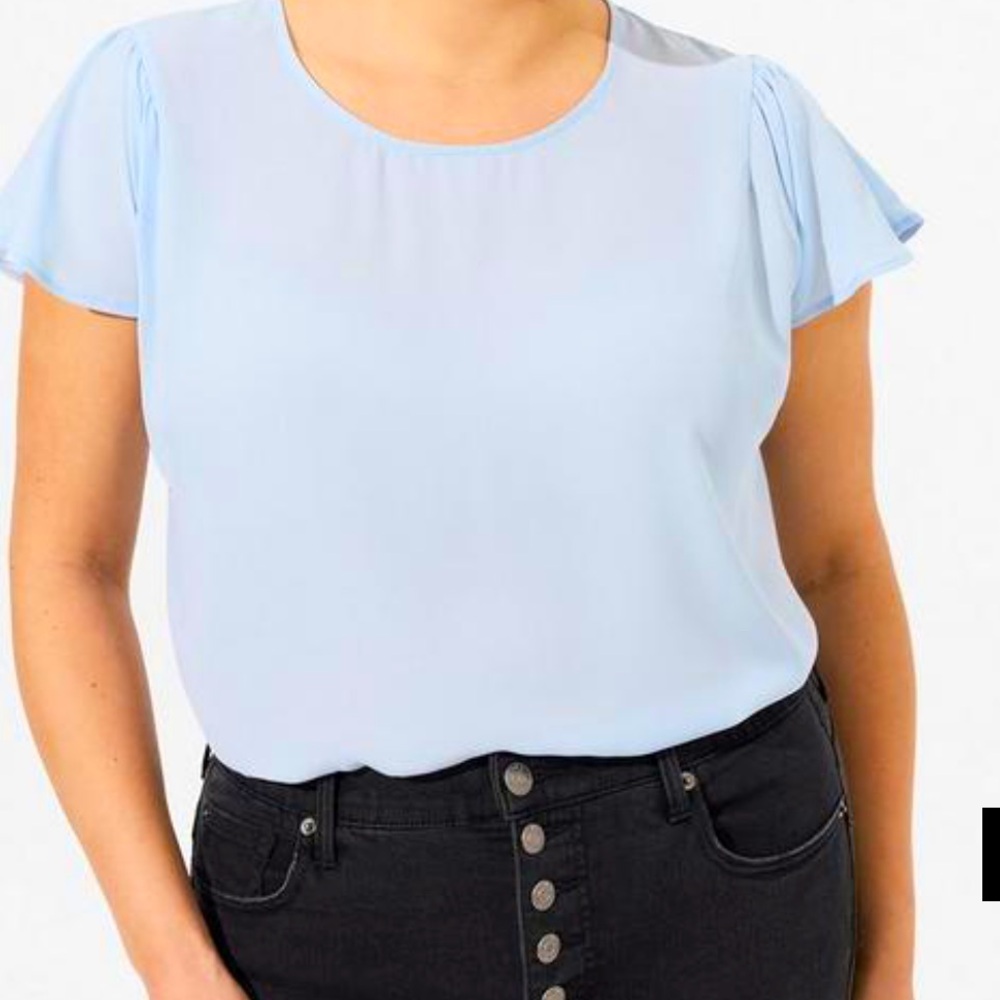 Georgette Dolman Flutter Short Sleeve Top, Size 1